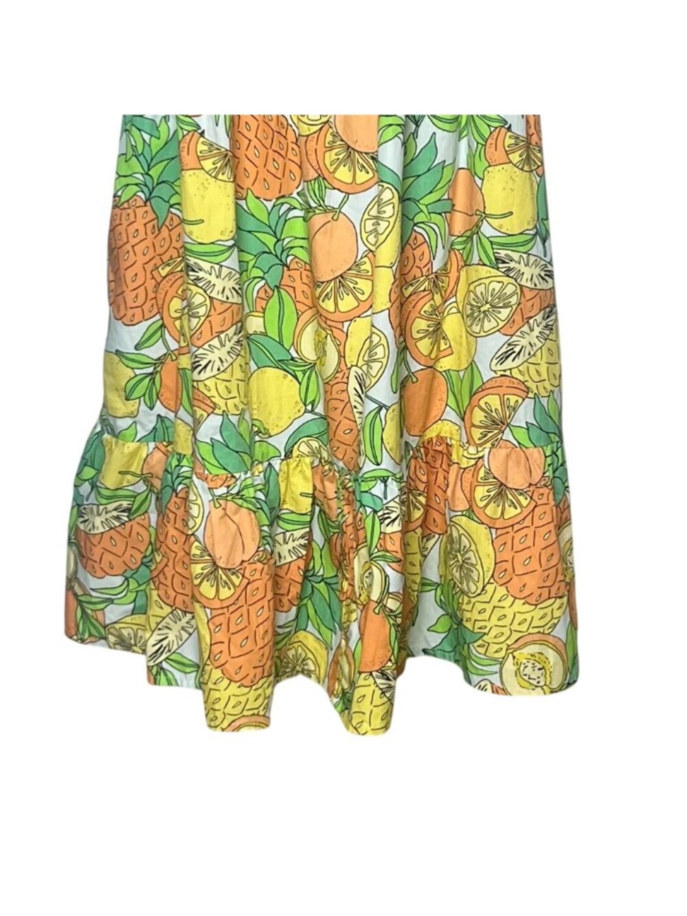 Peyton & Parker Fruit Print Cotton Dress Size Small Yellow Green Tropical Summer - Picture 5 of 8